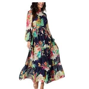 Melonie T Navy Floral long dress . NWT  Size 12